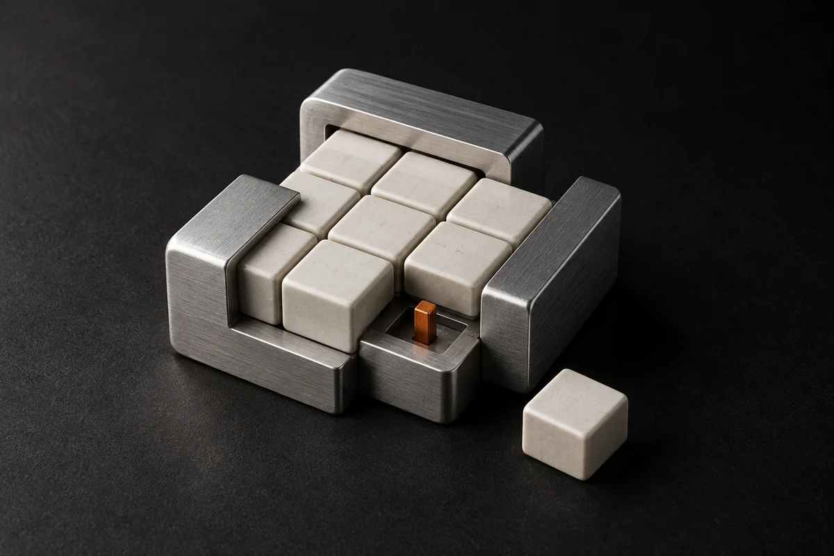 Keramikmodule in einem präzise gefrästen Aluminiumrahmen als Sinnbild modularer Softwarearchitektur
